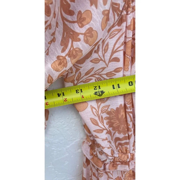 Super Natural Secret Mission Womens Square Neck Boho Midi Dress Pink Floral Sz L - Picture 5 of 10
